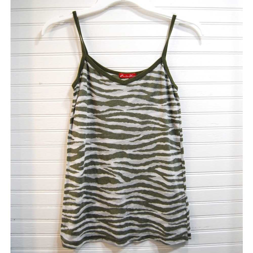 Vintage Y2K Peachie Keen Tank Top Women's Small Tiger Stripes Green &‎ grey